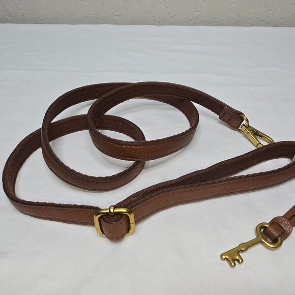 FOSSIL Brown Grain Leather Adjustable REPLACEMENT STRAP ONLY W/ Fossil Key Fob - Picture 2 of 4